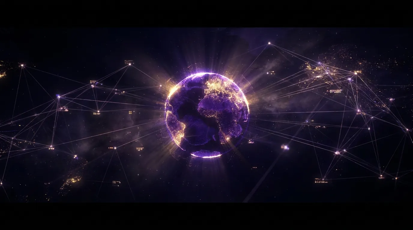 Globo luminoso com linhas de ligação